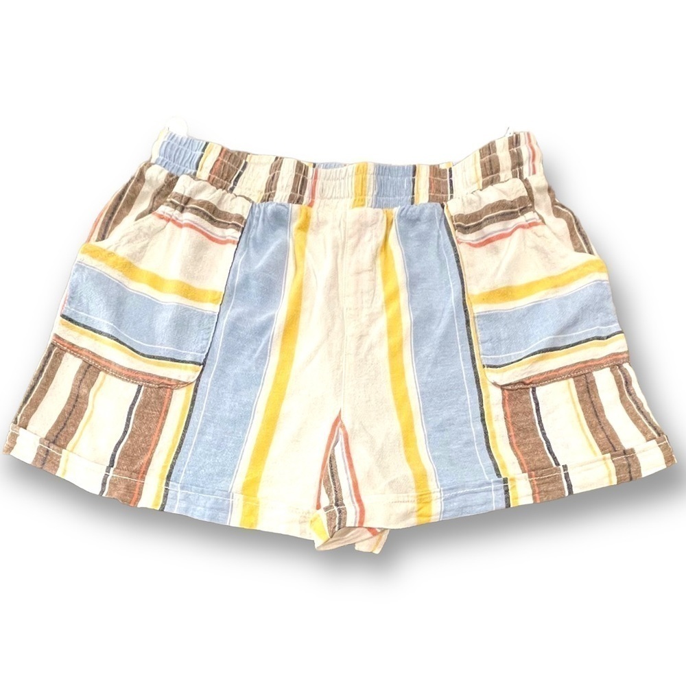 TIME & Tru Size L (12-14) Striped Linen Pull-on Shorts
